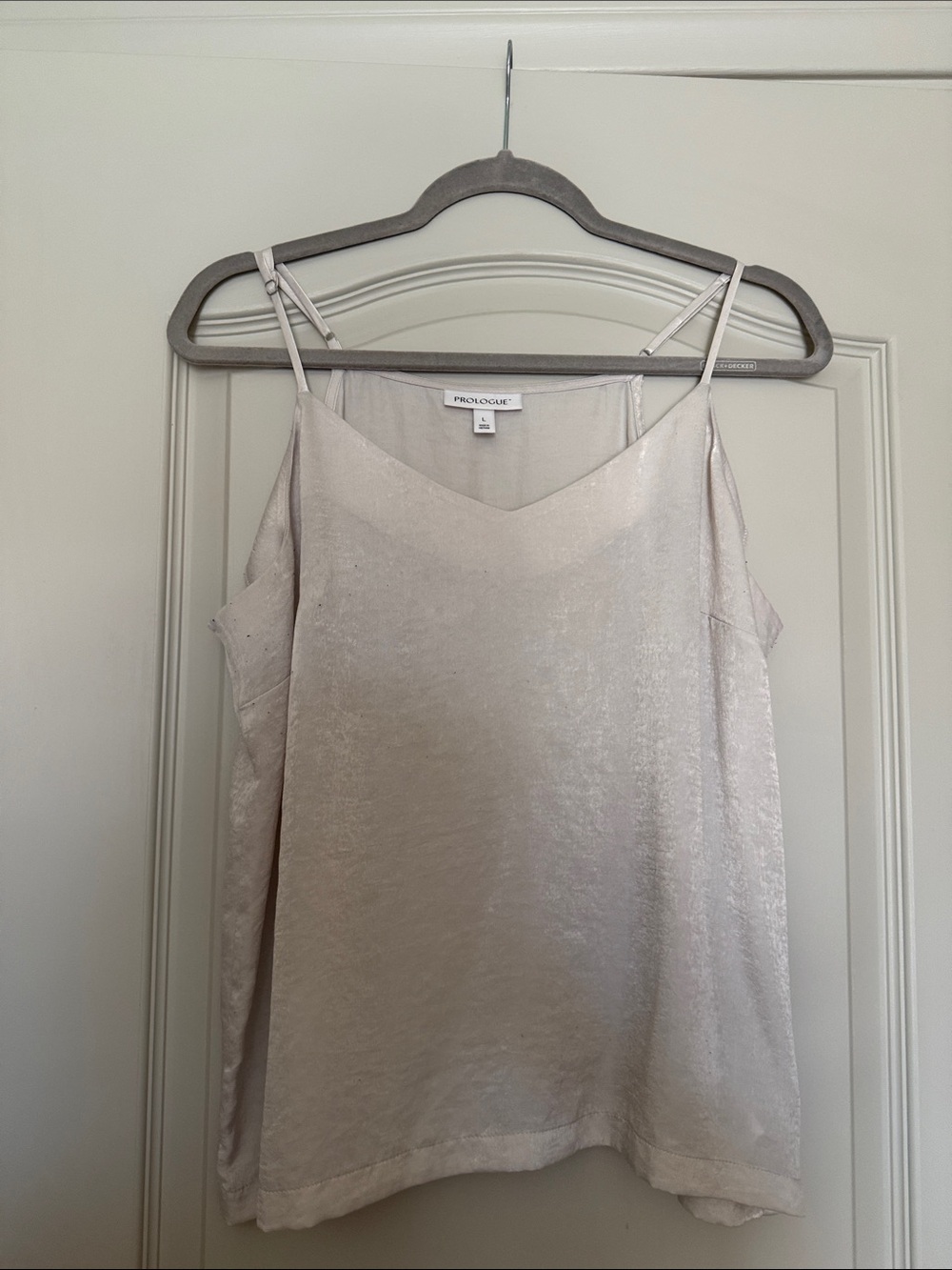 Prologue Light Champagne Satin Cold-Shoulder Cami